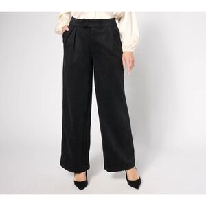 Me by Jennie Garth Regular Ryder Faux Suede Trouser Pants Black, P8 #20"